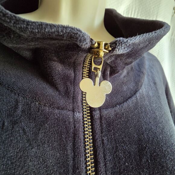 Disney Catalog Velour Track Jacket Black 2X Y2K Mickey Mouse Full Zip - Picture 3 of 11